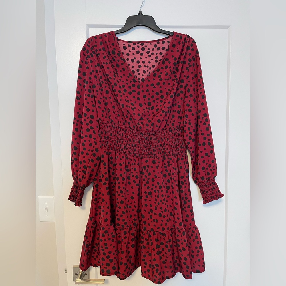 Red Leopard Dot Dress